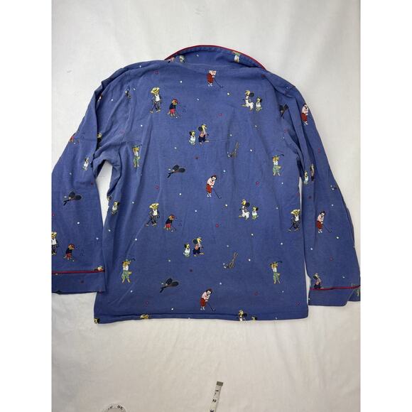 Bed Head Pajama Set Animal Print Sports Golf Croquet Dogs Women's Blue Size XL - Picture 11 of 11
